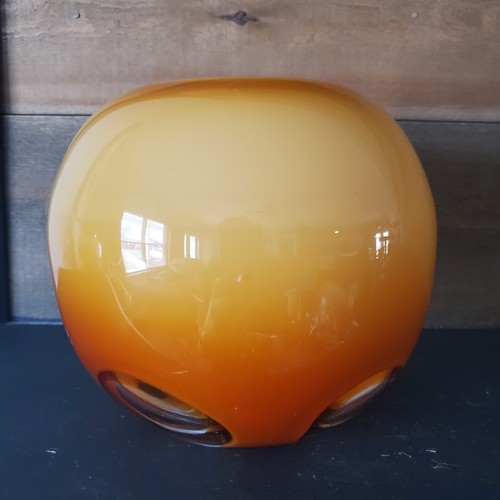 HQT Vaso Vetro Finestrato Fatto a Mano Adulto Arancione Stile Murano Arredamento Casa MCM 6,5" - Foto 1 di 7