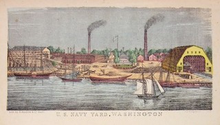 1860s CIVIL WAR ILLUSTRATED LETTER SHEET / STATIONERY WASHINGTON NAVY YARD VIEW