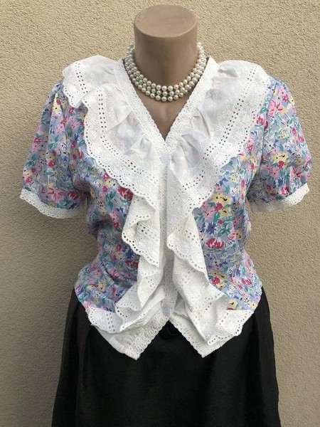 Women American Vintage Shirt White 40 / L / 48 #4ZB9