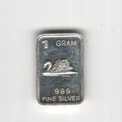 SWIMMING SWAN INGOT BULLION ART BAR 1 GRAM .999 FINE SILVER 99% SILVER USA