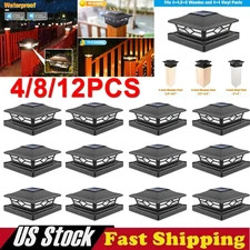 4/8/12Pack Solar Post Cap Light For 4x4 6x6 Waterproof LED Deck Fence Light
