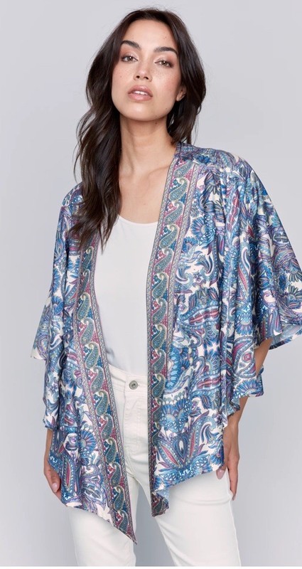 Charlie B Printed Satin Kimono Women’s XS NWT