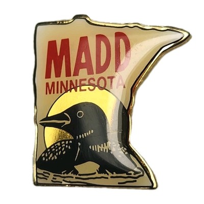 Vintage MADD Mothers Against Drunk Driving Minnesota Loon State Bird Pin Alcohol