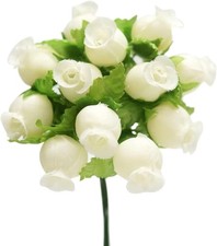 GiftWrap Etc Artificial Silk Rosebuds 144 Pieces Ivory Mini Bouquet 12 Packs