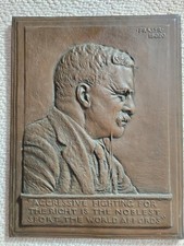 JAMES EARLE FRASER 1920 THEODORE ROOSEVELT BRONZE PLAQUE EXCELLENT CONDITION 