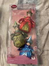 Disney Store SLEEPING BEAUTY FLORA FAUNA & MERRYWEATHER FAIRY DOLLS RARE!