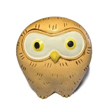 Vintage 70's MCM Owl Ceramic Coin Bank Figurine With Stopper 3.5"