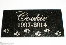 6" x 3" ENGRAVED Name & Date Pet Memorial GRANITE Grave Marker Stone Small Paws 
