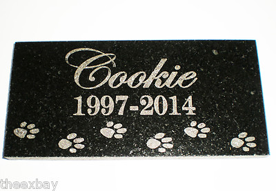 6''x12'' ENGRAVED Name & Date Pet Memorial GRANITE Grave Marker Stone Small Paws 