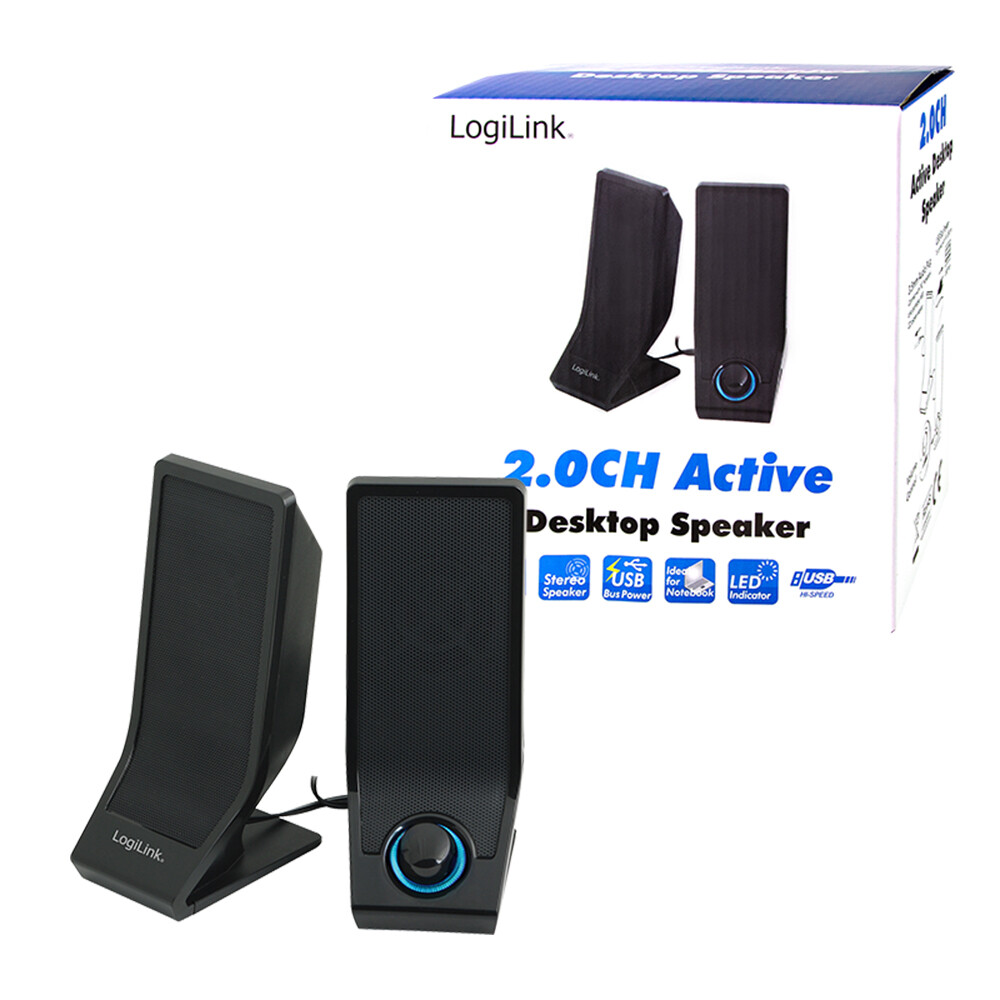 LogiLink PC Lautsprecher 2.0 Multimedia Boxen Speaker für PC Computer Laptop 