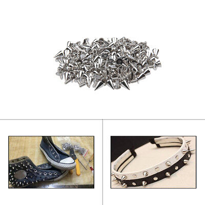 50 x 10x20mm Silver Cone Screwback Spikes Studs Punk For Bag Clothes Jacket Shoe
