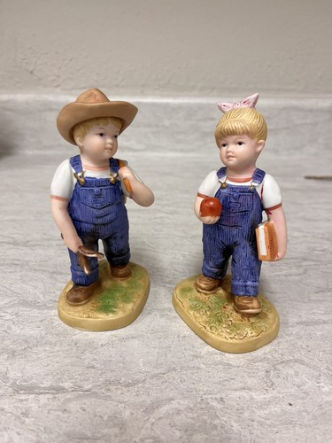 1985 Denim Days Figurines School Days #1513 Danny Debbie HOMCO Set of 2
