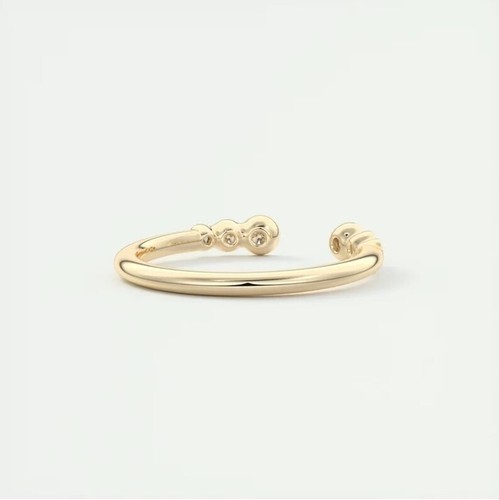 Open Band 0.21CT Graduated Lab-Grown Diamond Real 10K Yellow Gold Stackable Ring - Picture 5 of 9