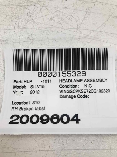 Rh Passenger Headlight Assy 25962805 Broken Tabs! Fits CHEVY SILVERADO 2007-2013 - Picture 8 of 8