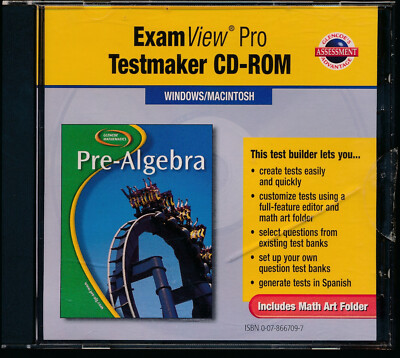 Teacher ExamView Testmaker Test Bank CD-ROM for Glencoe Mathematics Pre-Algebra
