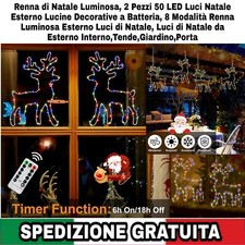 Renna di Natale Luminosa, 2pz 50 LED Luci Natale Esterno Lucine Decorative
