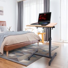 Rolling Laptop Desk Adjustable Mobile Computer Stand Office Table with Wheels
