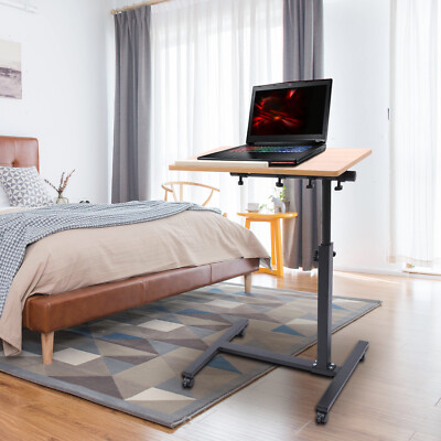 Office Portable Laptop Desk Rolling Adjustable Table Cart Computer Mobile Stand