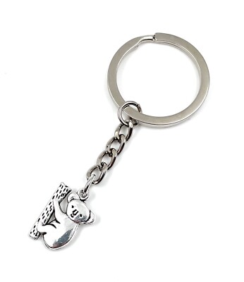 Koala Bär Eukalyptus Schlüsselanhänger Keychain Silber Metall