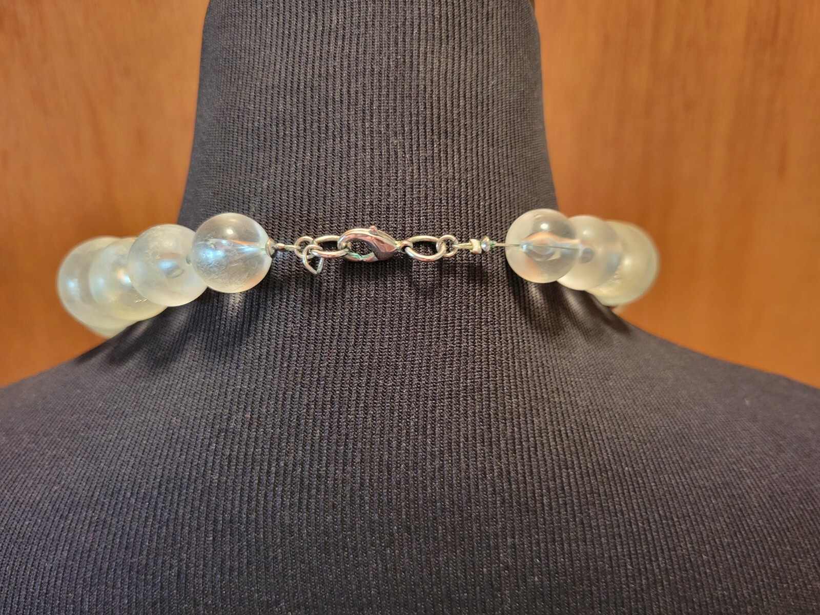 Vintage Clear and Silver Beaded Statement Choker … - image 5