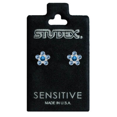 1 Paar Ohrringe Chirurgenstahl Ohrstecker Blümchen in blau Studex Sensitive