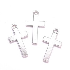 BLUK 200Pcs Cross Charms DIY Jewelry Making Pendants Antique Silver