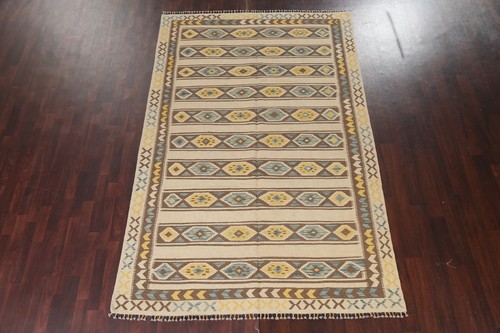 7'x10' Geometric Kilim Reversible Afghan Area Rug Hand-woven Living Room Carpet - Picture 2 of 12