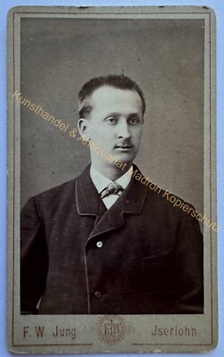 orig. CDV Foto Fotografie Bild alt Herr Mann Mode um 1890 Iserlohn Jung