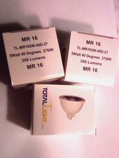 Lot of 3 Total Light 5w TL-MR16-5W-40D-2700 bulbs mr-16 40 beam L.E.D. 12 volt