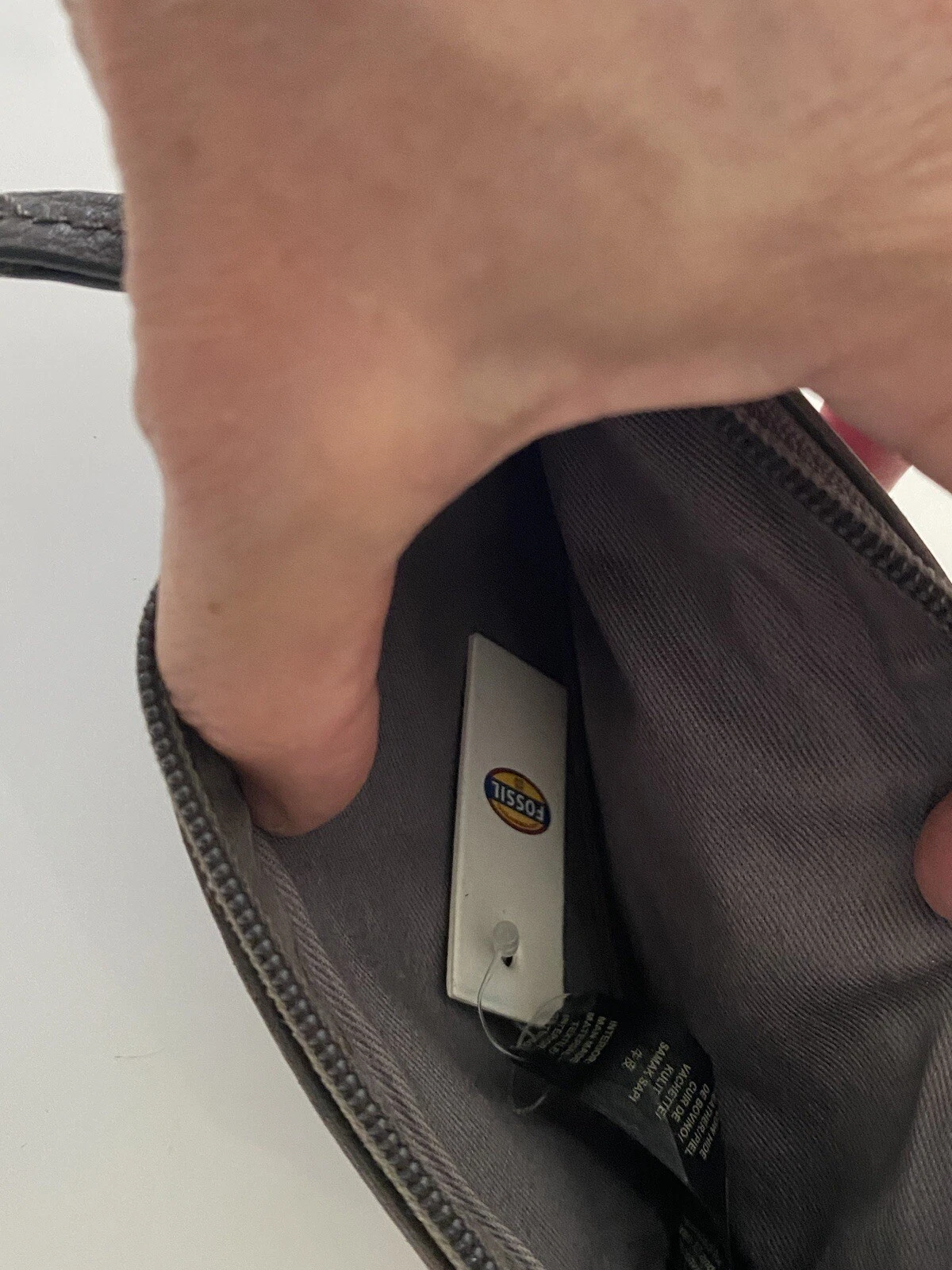 Borsa portafoglio da polso pochette Fossil Karli stampa geometrica pelle mod vintage nuova con etichetta