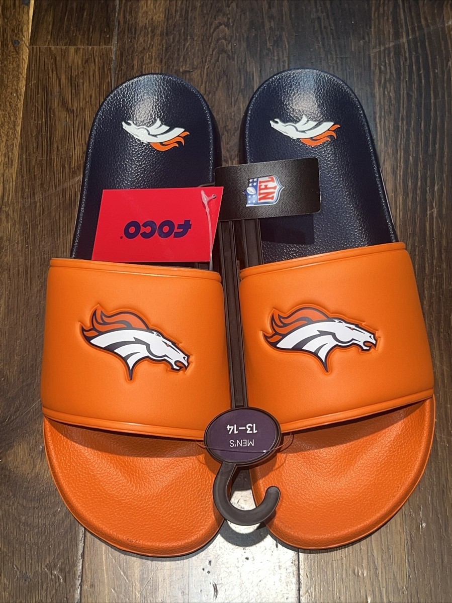 New Mens Denver Broncos Logo Navy Orange Slides Foco Sandals  display picture 3