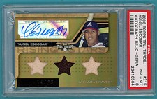 2008 Topps Triple Threads Yunel Escobar Auto Relic Issue #215 PSA 8! Braves POP1