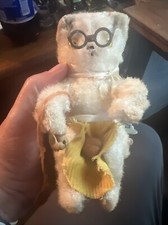 Vintage Wind Up KNITTING BEAR on Metal Base - Made in Japan - Needs repairs