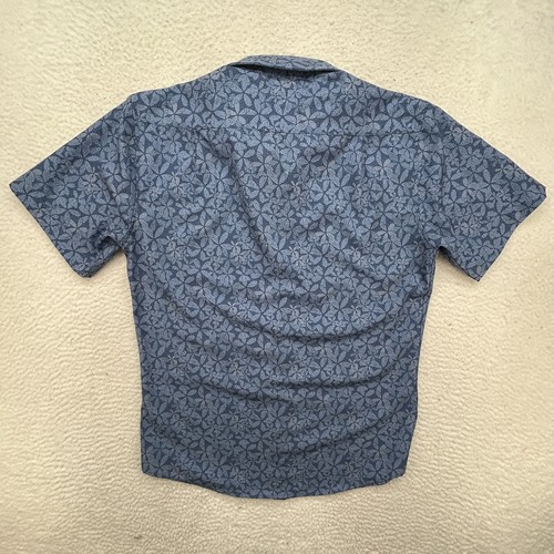 Rugby University Shirt Mens Small Stretch Blue Floral Print Button Up Casual - Picture 4 of 9
