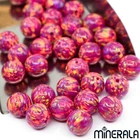FUCHSIA PINK WITH SPARK SYNTHETIC LAB CREATED OPAL ROUND 3mm-8mm BEADS  WP001F9