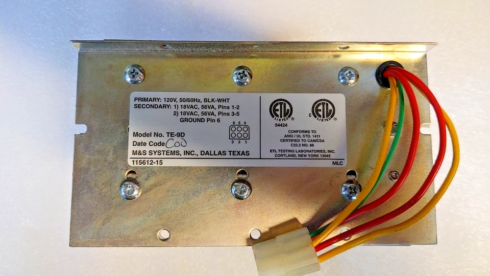 Transformador de potencia Te-9d para intercomunicador estéreo MC902 y Broan Kn600 y otros M&S  Foto 4 de 4