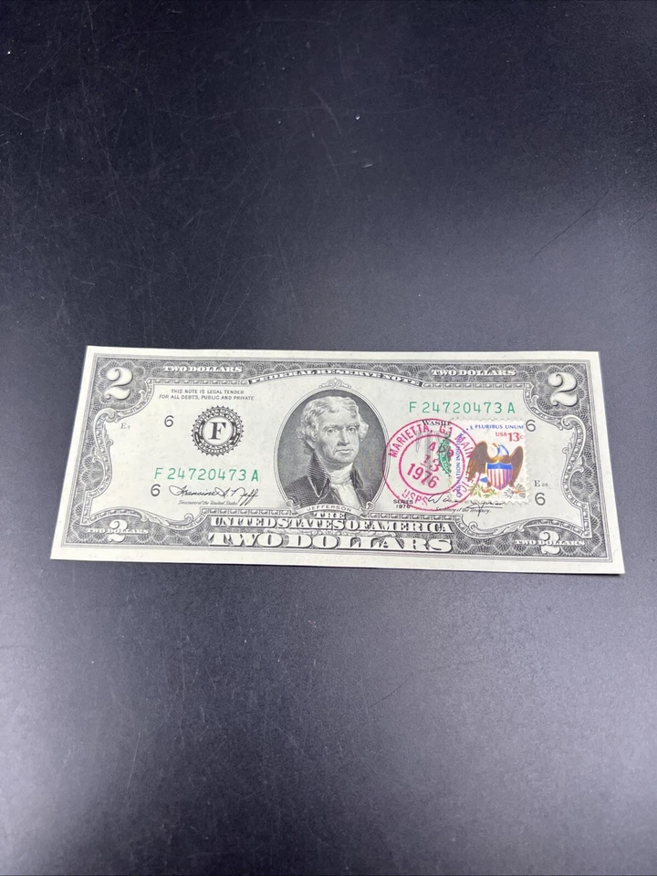 1976 $2 Bicentennial Postal FRN Federal Reserve Notes CH UNC Marietta GA #473 - Image 3 of 4
