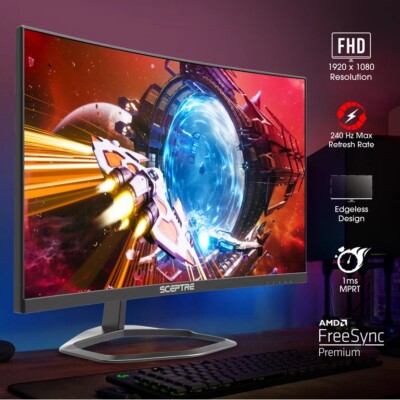 Sceptre Curved 24.5-Inch Gaming Monitor up to 240Hz 1080P R1500