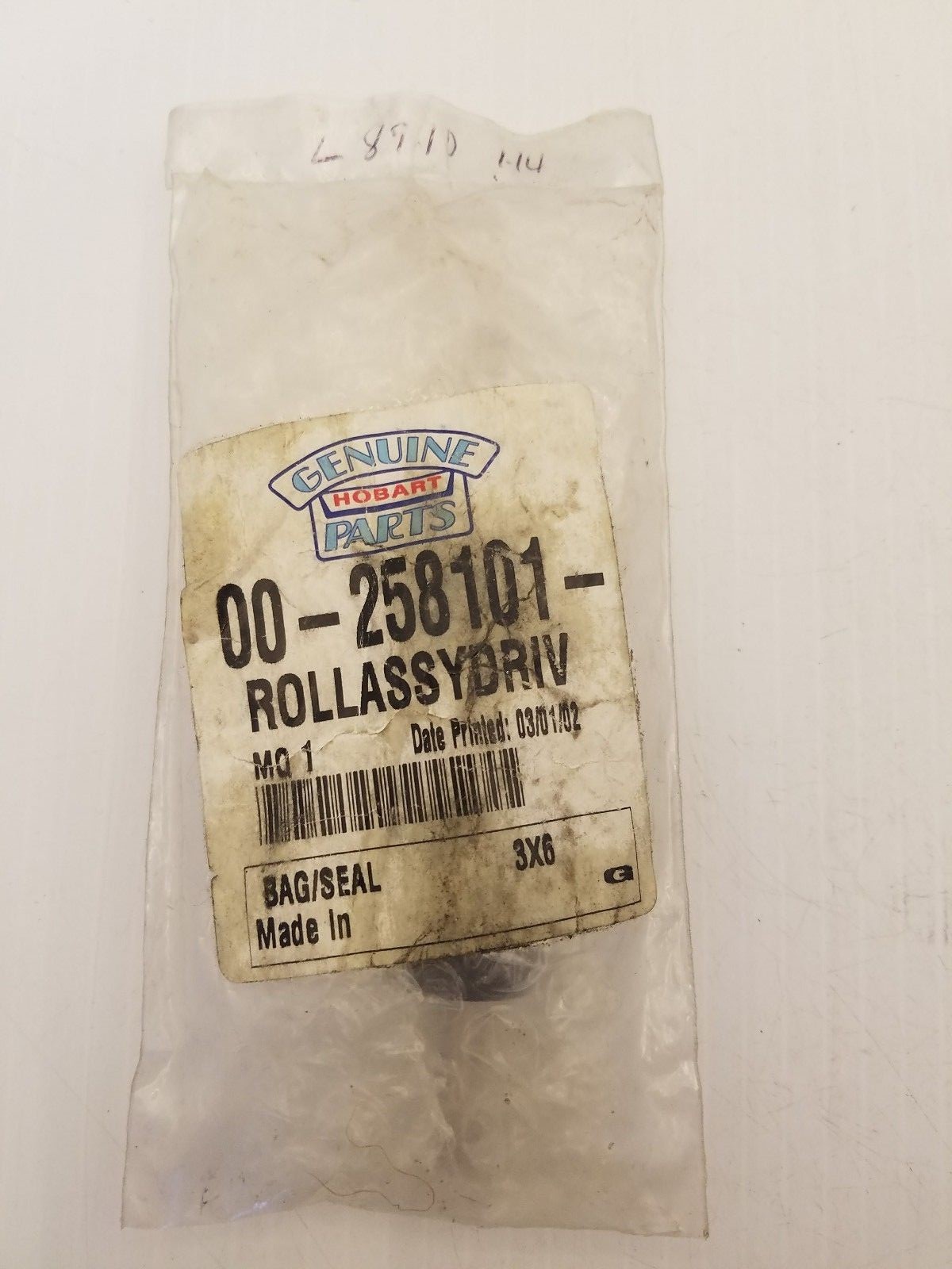 HOBART 00258101 ROLL ASSEMBLY DRIVE, DRIVE ROLL & SHAFT ASSEMBLY NIB