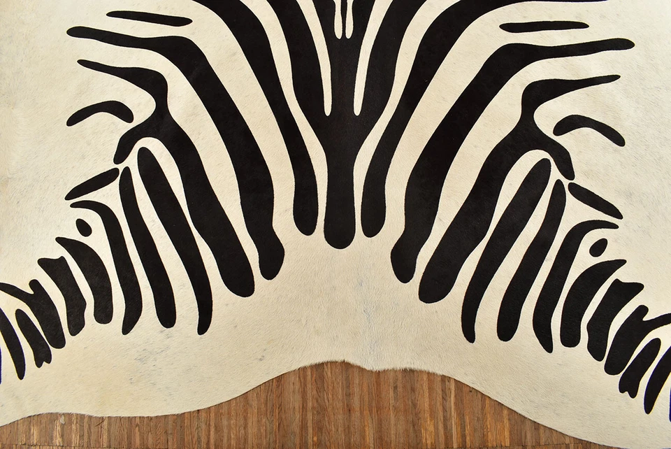 KUHFELL STIERFELL CREME WEISS MIT ZEBRA OPTIK 200 x 180 cm - Bild 3 von 4