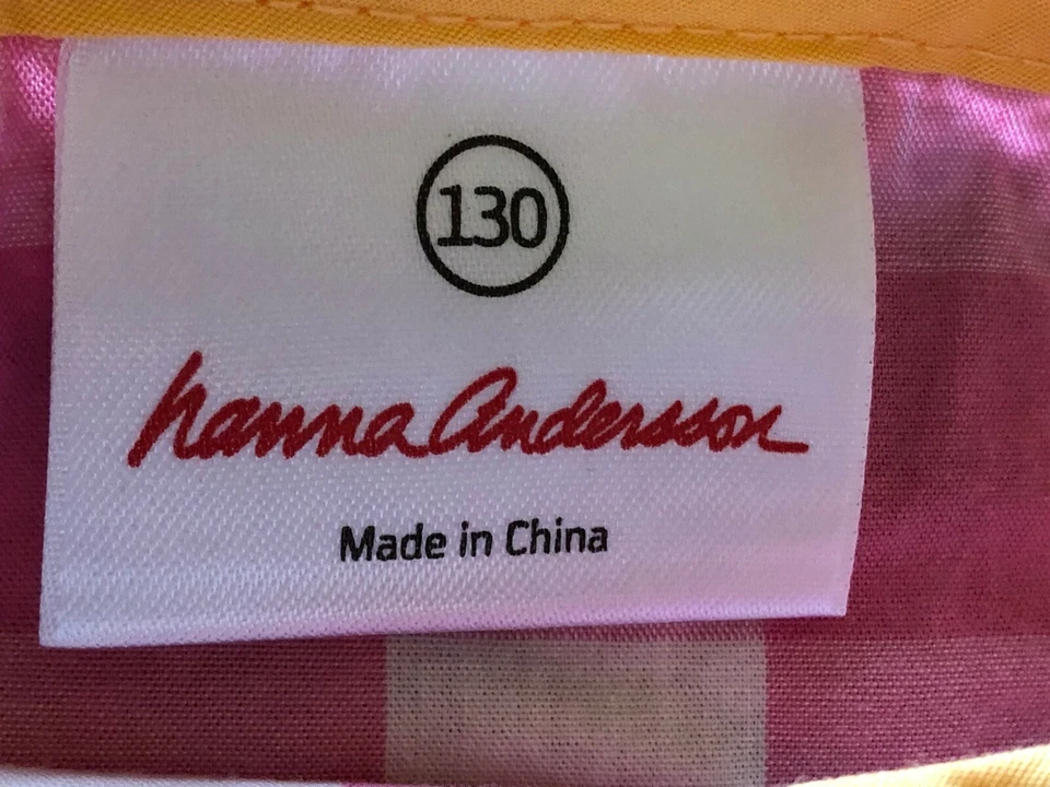 Hanna Andersson girls 130 8-10 pink white plaid orange trim sleeveless dress - Image 2 of 3