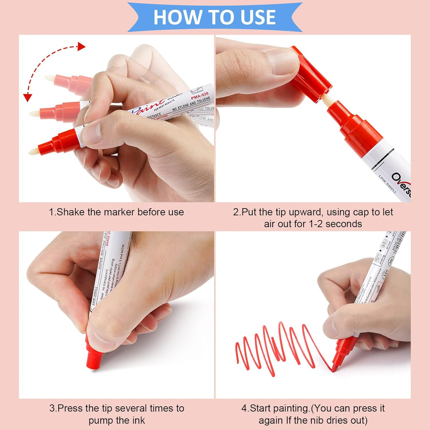 Paint Marker Pens - 8 Colors Oil Based Paint Markers, Permanent, Waterproof