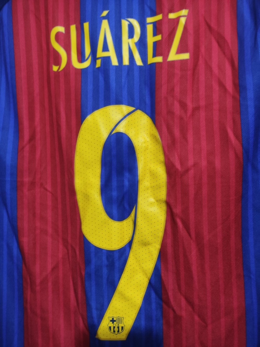 NIKE公式　バルセロナ　スアレス　2016年FIFAワールドカップ　サッカー Barcelona 2016 2017 Home Shirt Suarez #9 Nike Soccer Jersey