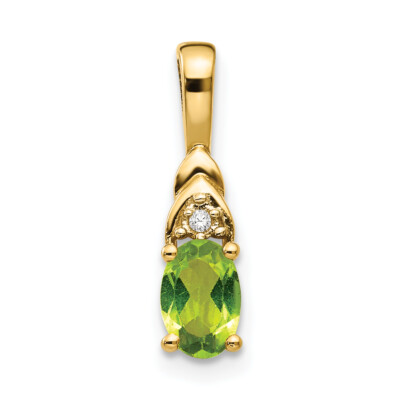Avariah massiver 14k Gelbgold Peridot und Diamant Anhänger - 16 mm