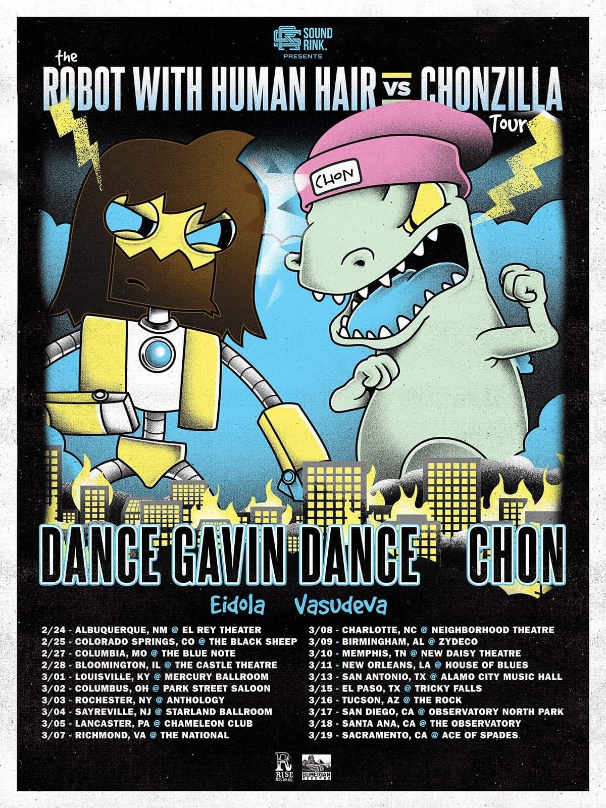 Dance Gavin Dance & Chon Poster The Robot With Human Hair Vs Chonzilla Tour eBay