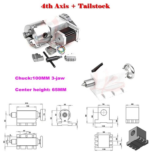 CNC Engraving Machine Accessories Tail Top+fourth Axis A-axis Rotary Shaft - Picture 4 of 18