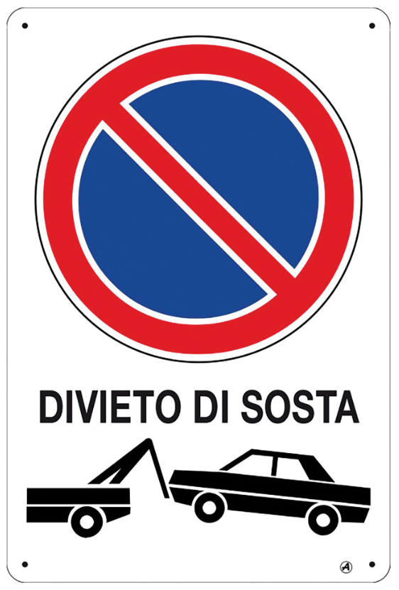 Divieto di Sosta Rimozione Forzata 4 fori Segnaletica Cartello cm 30x20 Segnale