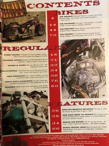Heavy Duty Motorcycle Magazine 1995 Cover Harley With 2 Litre & 2 Blowers 4694 - Picture 2 of 2