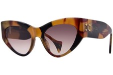 Gucci GG1704S 002 Sunglasses Women's Havana/Brown Lenses Cat Eye Style 54mm