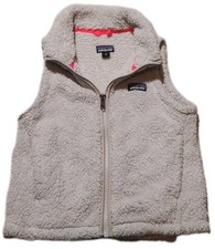 Patagonia Los Gatos Fleece Vest Girls XSmall 5-6 White Zip Up Cozy Sherpa